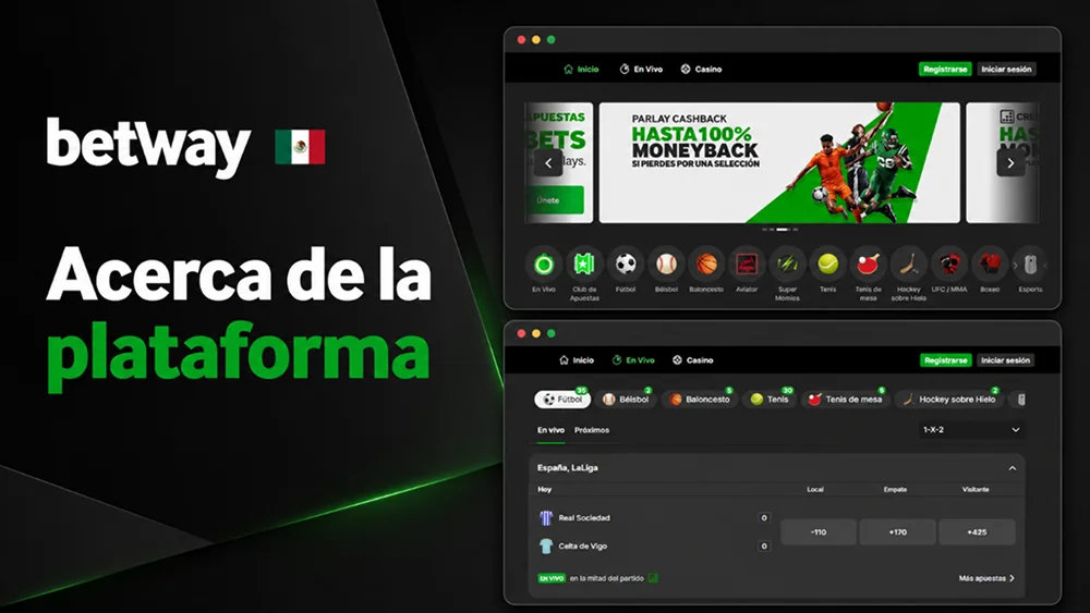 Vista de la plataforma de apuestas Betway México